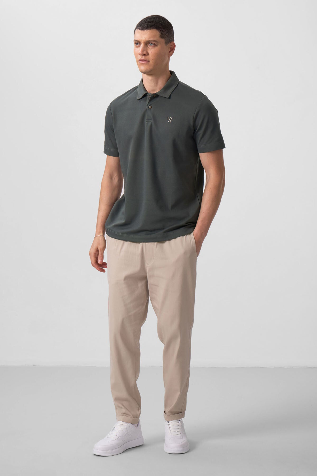 Standard Fit Woven Light Stretch Chino Men's Trousers - 82175