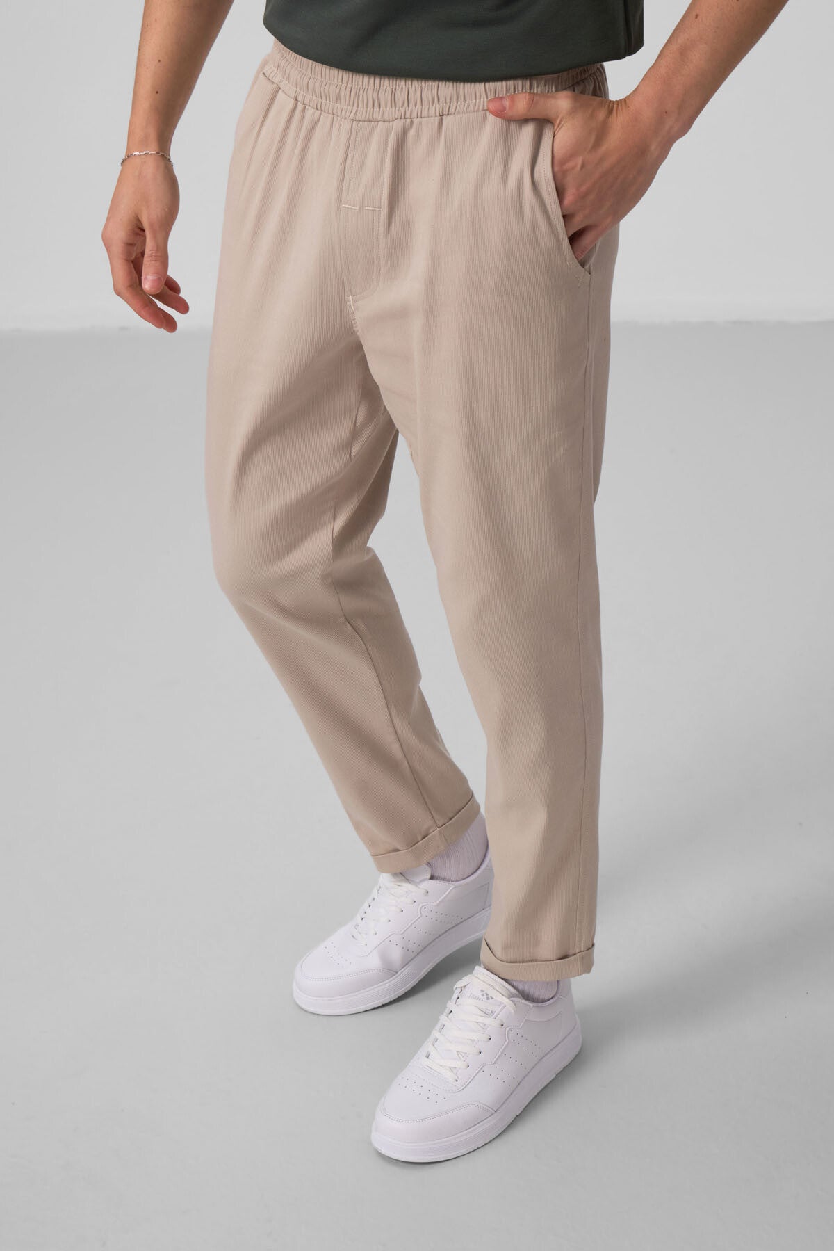 Standard Fit Woven Light Stretch Chino Men's Trousers - 82175