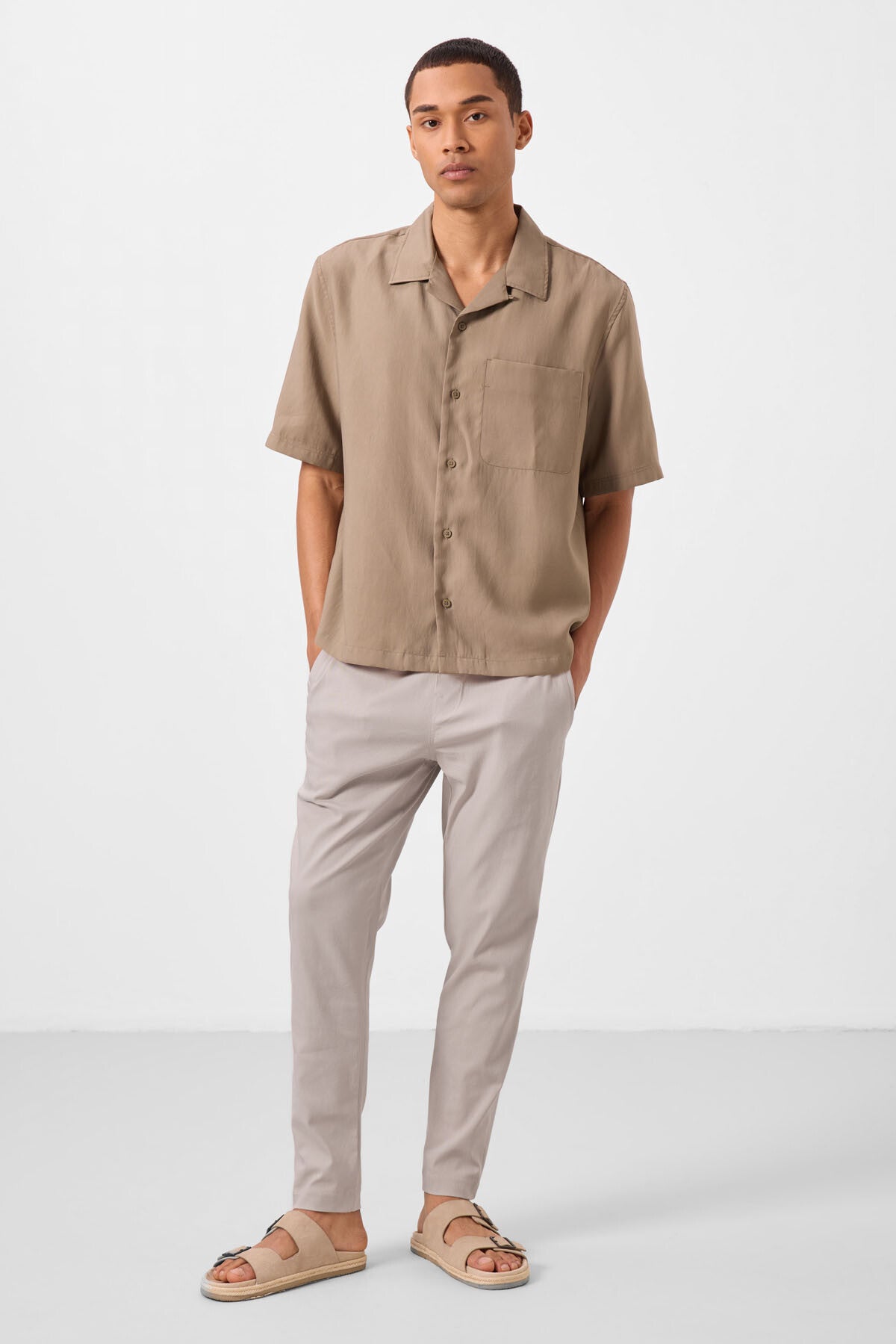 Stone Standard Fit Lightweight Chino Men's Trousers - 82179