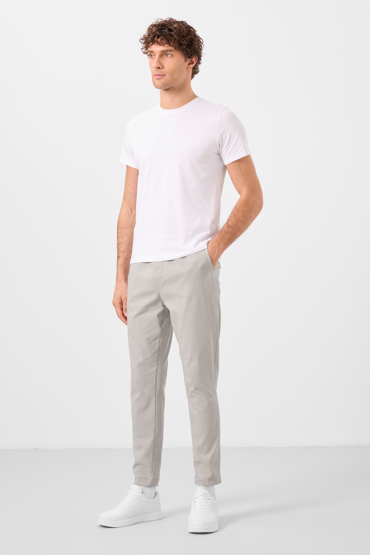 Stone Standard Fit weave lightweight elastic Chino trousers - 82180