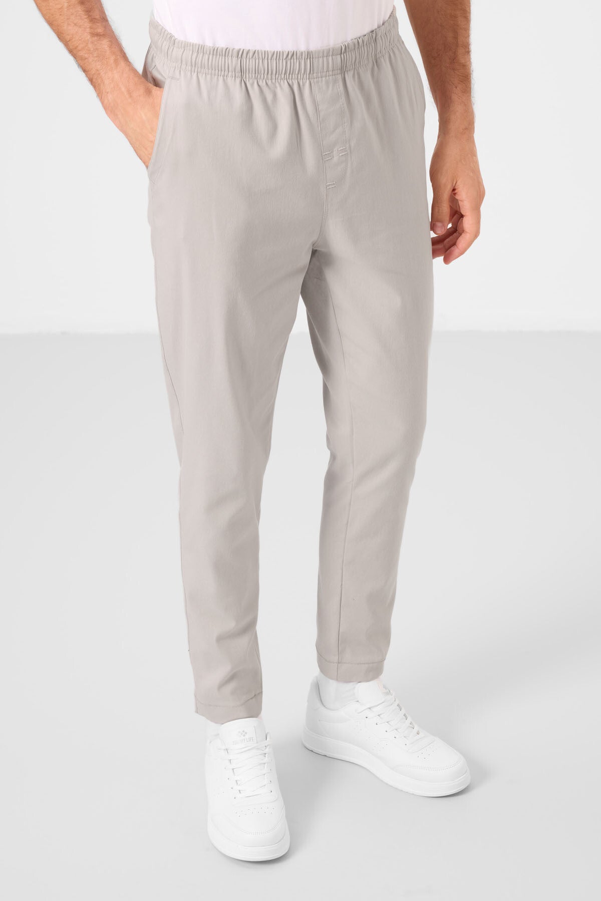 Stone Standard Fit weave lightweight elastic Chino trousers - 82180