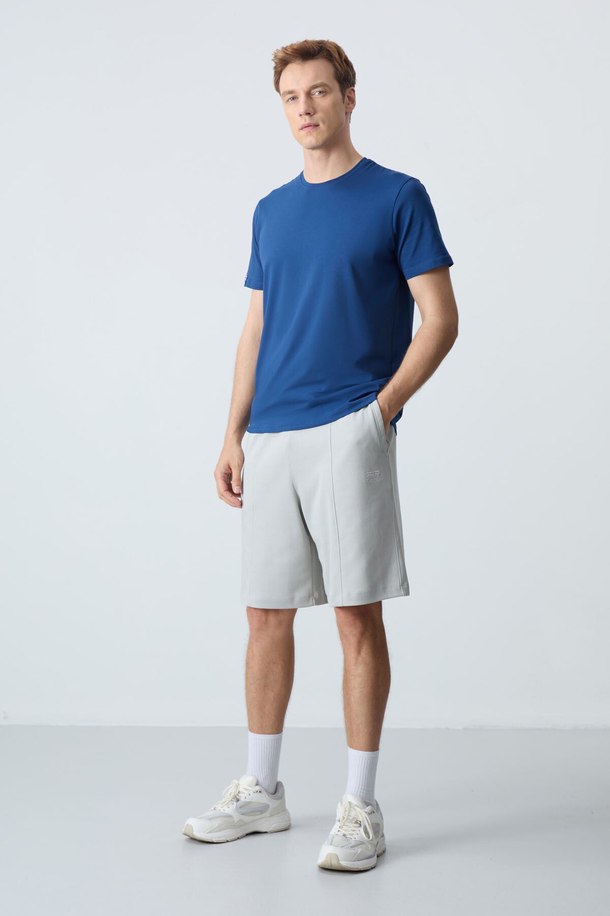 Stone Cotton Thick Soft Textured Standard Fit Basic Men's Shorts - 81277