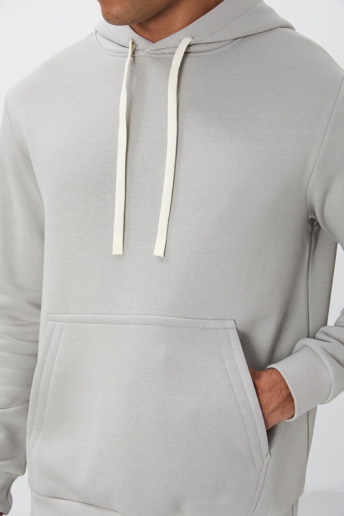 Stone Cotton Thick Fleece-Lined Soft Textured Comfort Fit Embroidered Men's Sweatshirt - 88419