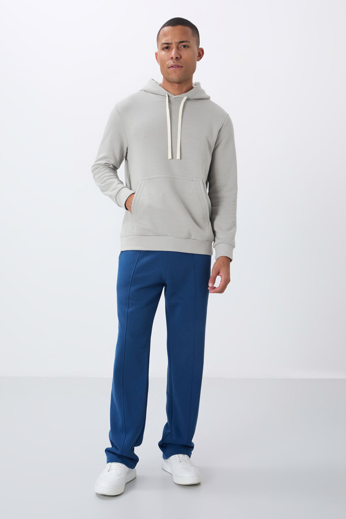 Stone Cotton Thick Fleece-Lined Soft Textured Comfort Fit Embroidered Men's Sweatshirt - 88419