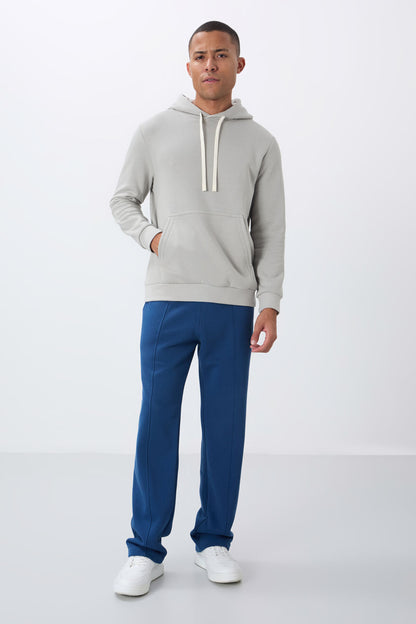 Stone Cotton Thick Fleece-Lined Soft Textured Comfort Fit Embroidered Men's Sweatshirt - 88419