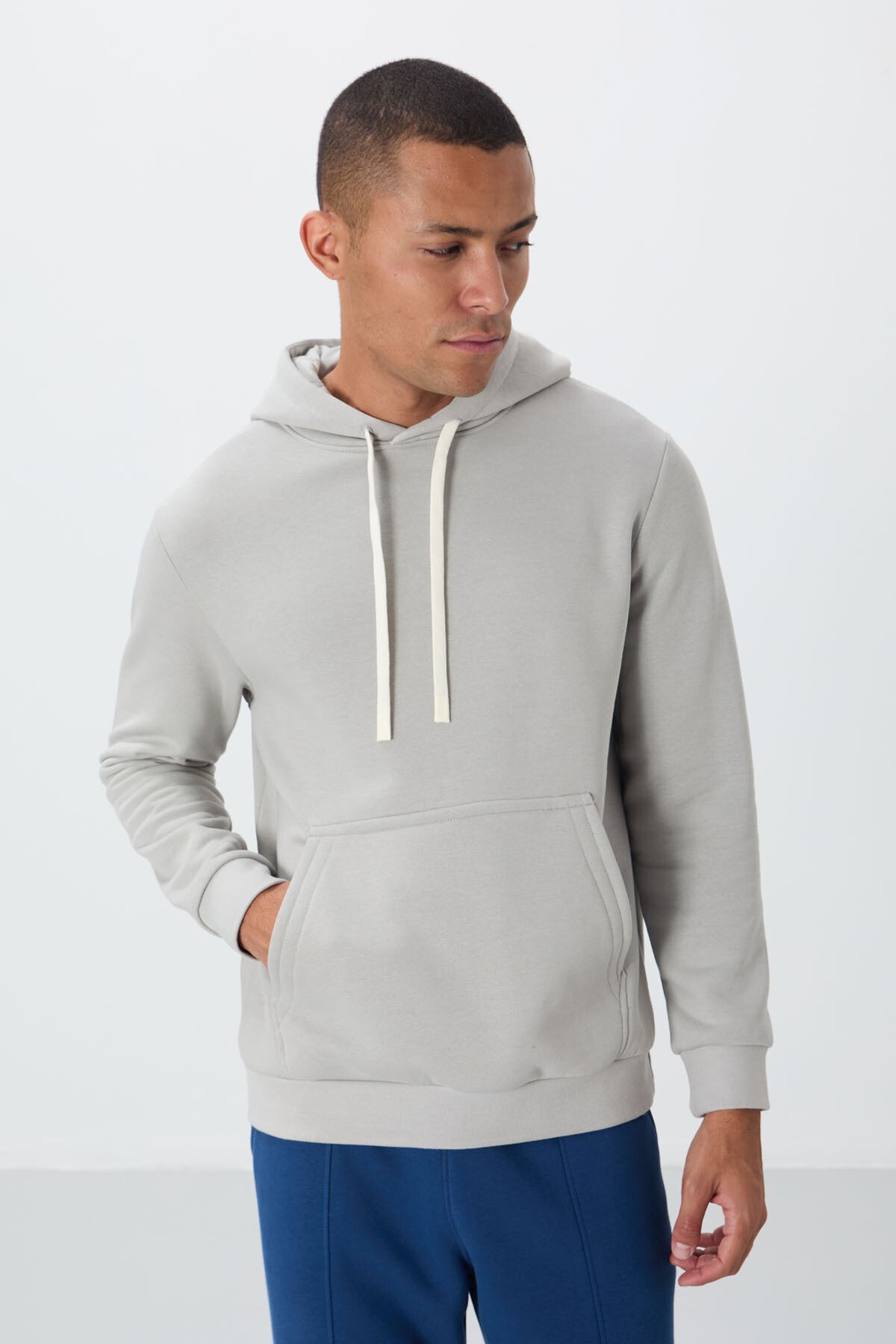 Stone Cotton Thick Fleece-Lined Soft Textured Comfort Fit Embroidered Men's Sweatshirt - 88419