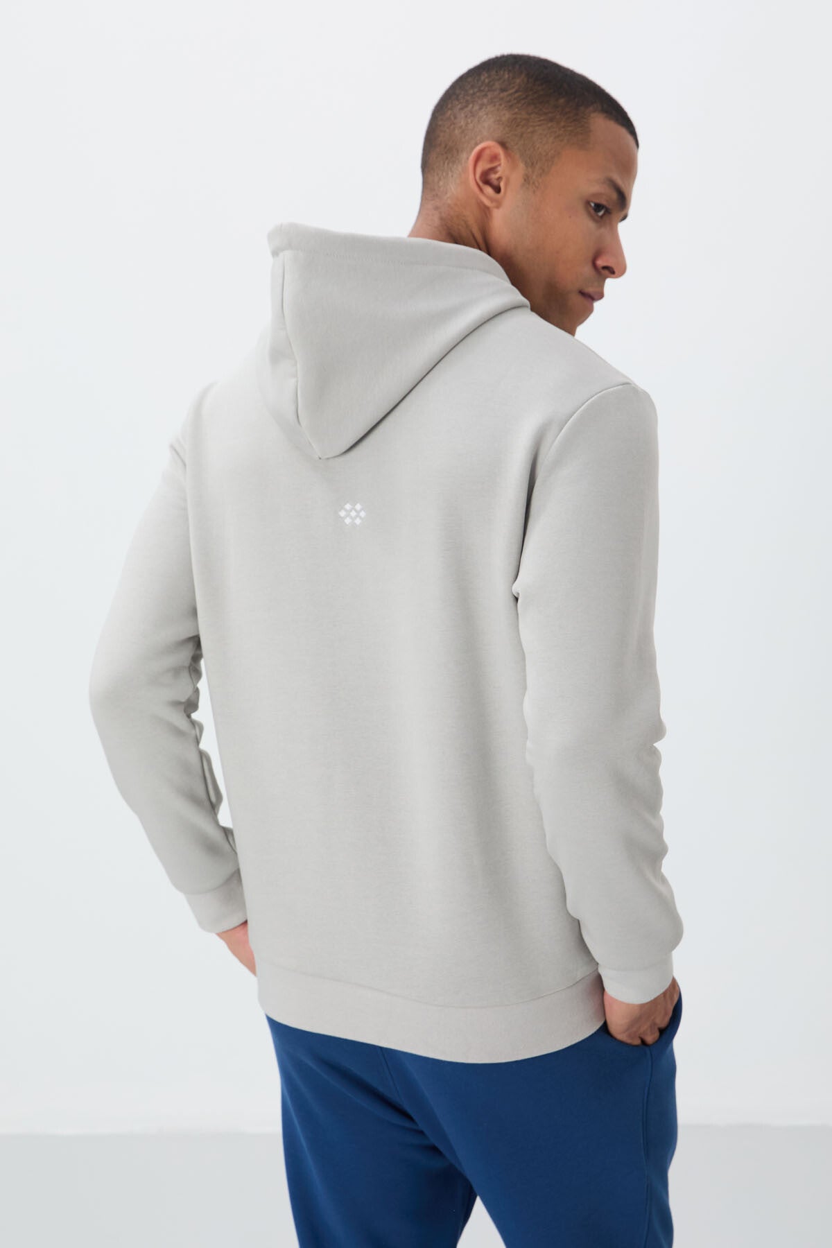 Stone Cotton Thick Fleece-Lined Soft Textured Comfort Fit Embroidered Men's Sweatshirt - 88419