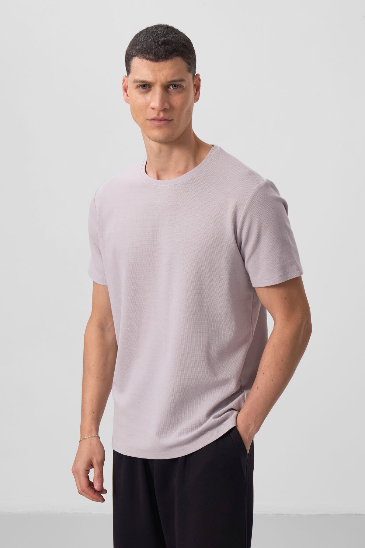 Textured Stone Surface Comfort Fit Basic Men's T-Shirt - 88436