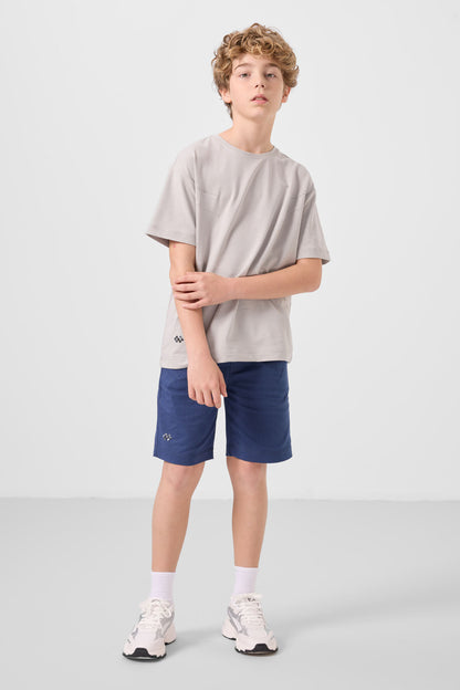 Stone-Parliament oversize cotton fit woven lightweight elastic Chino Shorts set - 11277