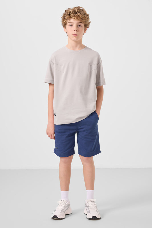 Stone-Parliament oversize cotton fit woven lightweight elastic Chino Shorts set - 11277