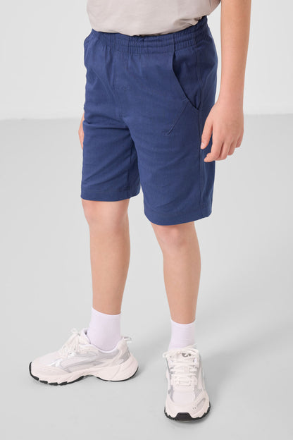 Stone-Parliament oversize cotton fit woven lightweight elastic Chino Shorts set - 11277