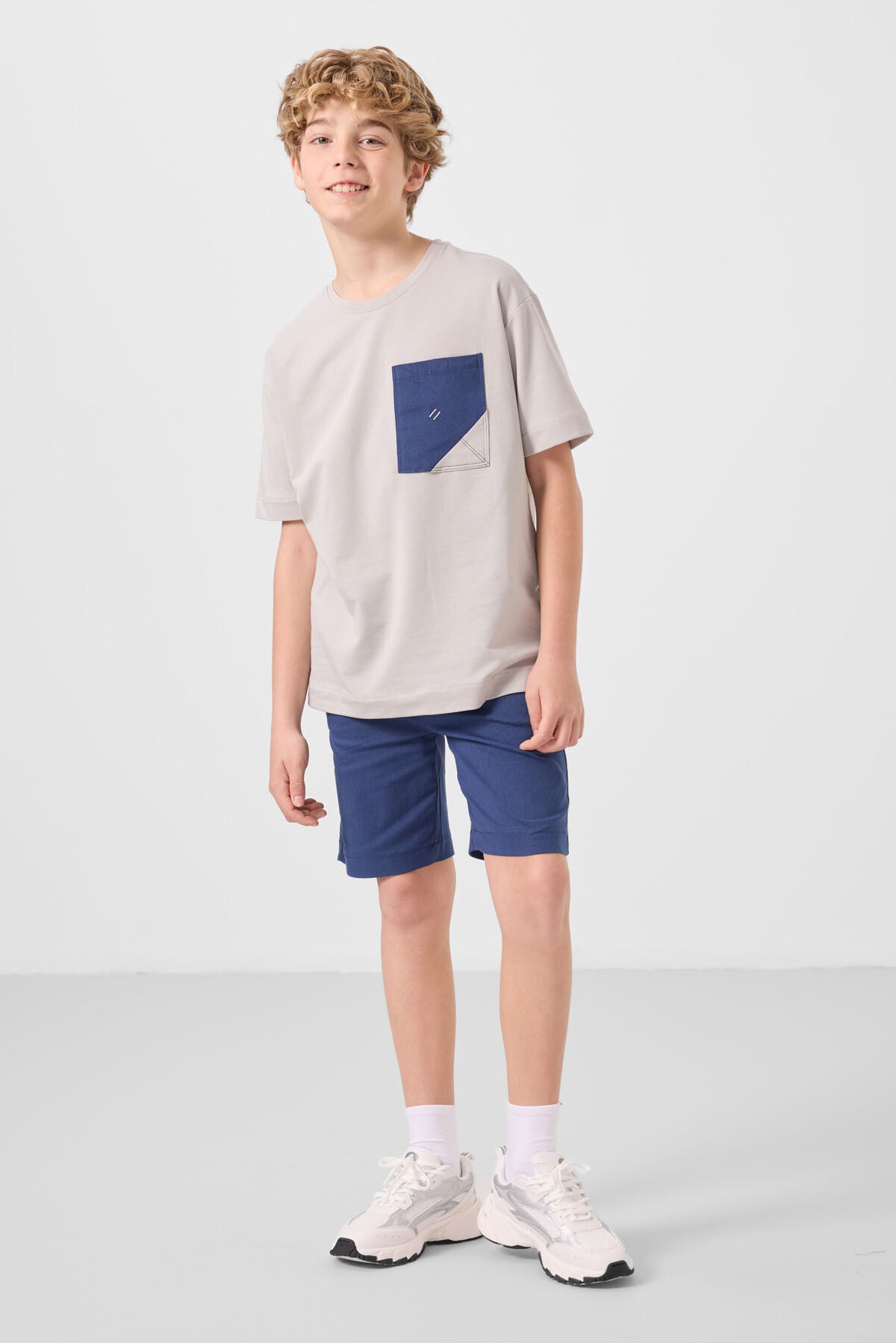 Stone-Parliament oversize cotton fit woven lightweight elastic Chino shorts set - 11278