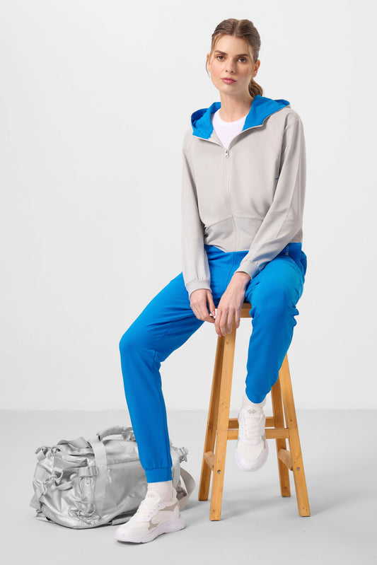 Stone-Hooded Zippered Oversize Women's Tracksuit Set - 95328