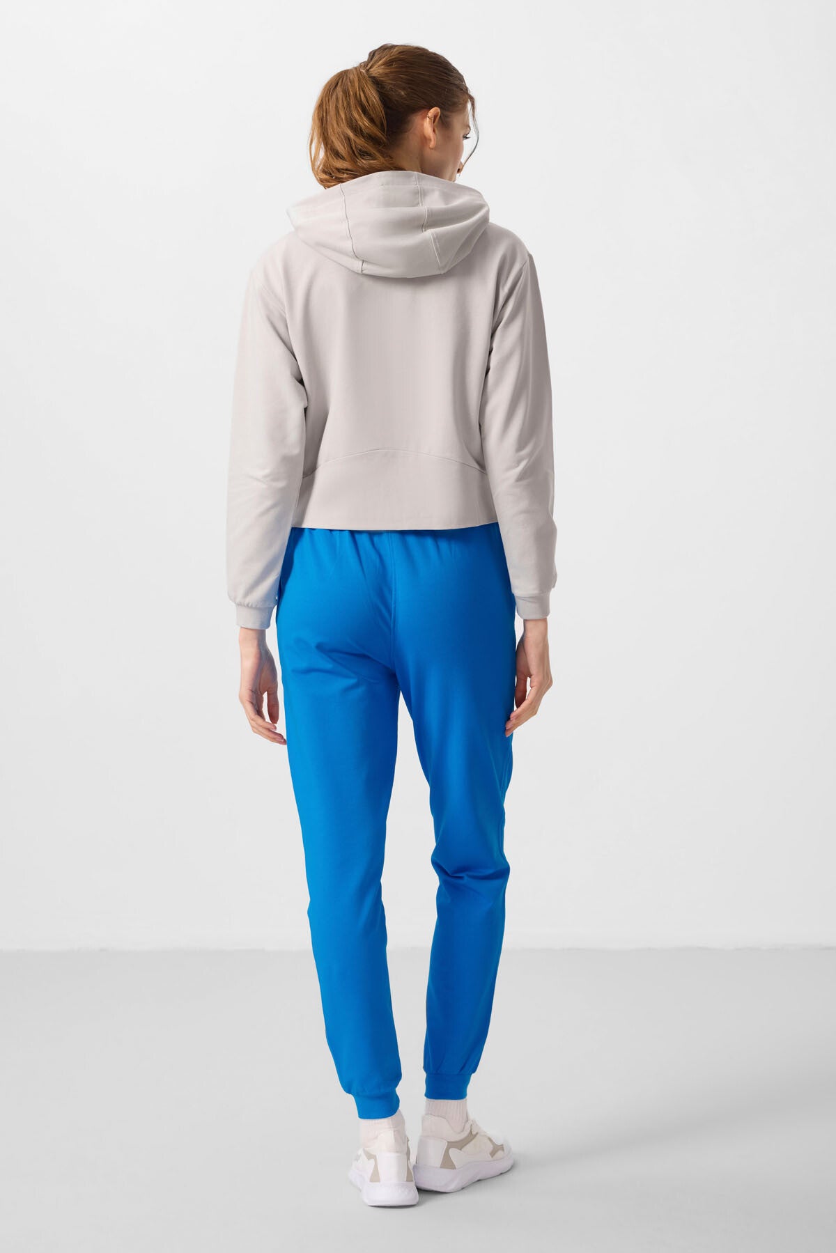 Stone-Hooded Zippered Oversize Women's Tracksuit Set - 95328