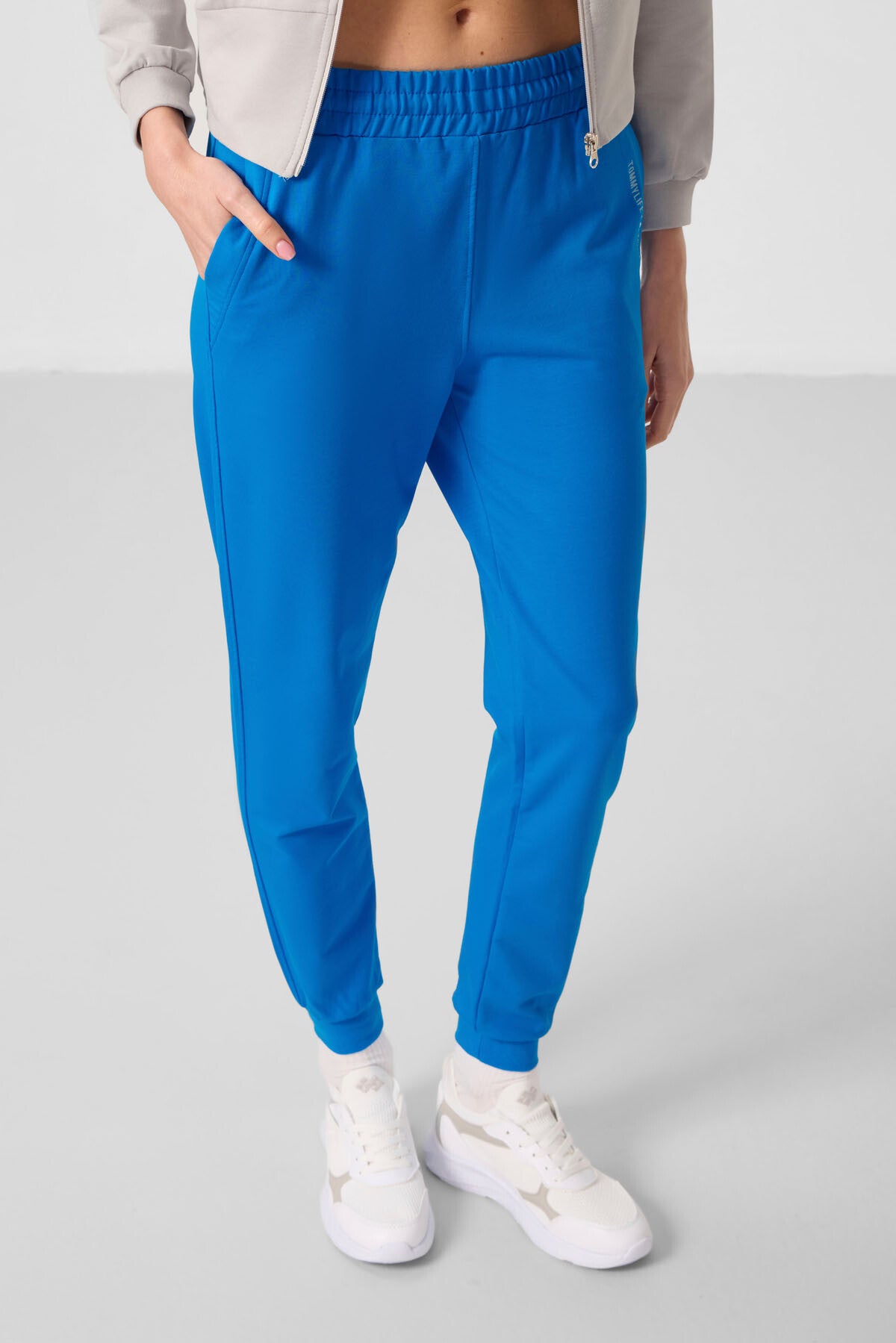 Stone-Hooded Zippered Oversize Women's Tracksuit Set - 95328