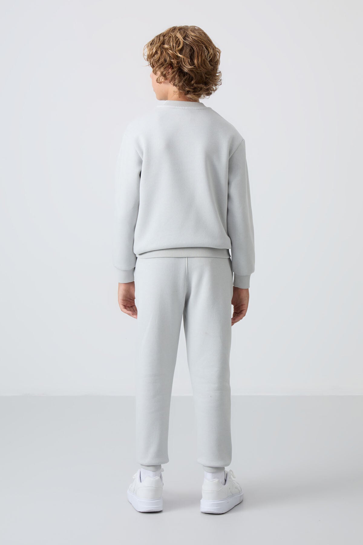Stone Cotton Thick Fleece-Lined Soft Textured Standard Fit Embroidered Boys' Tracksuit Set - 11249
