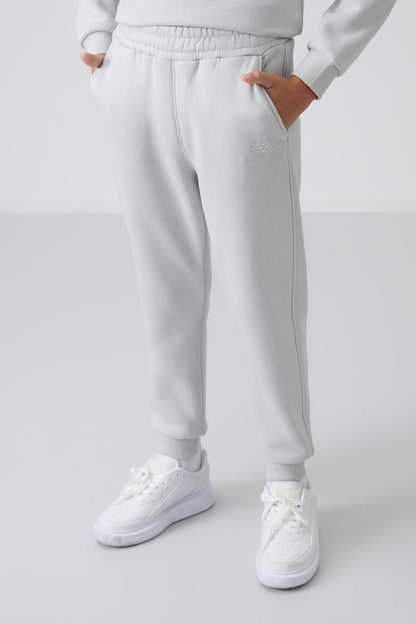 Stone Cotton Thick Fleece-Lined Soft Textured Standard Fit Embroidered Boys' Tracksuit Set - 11249