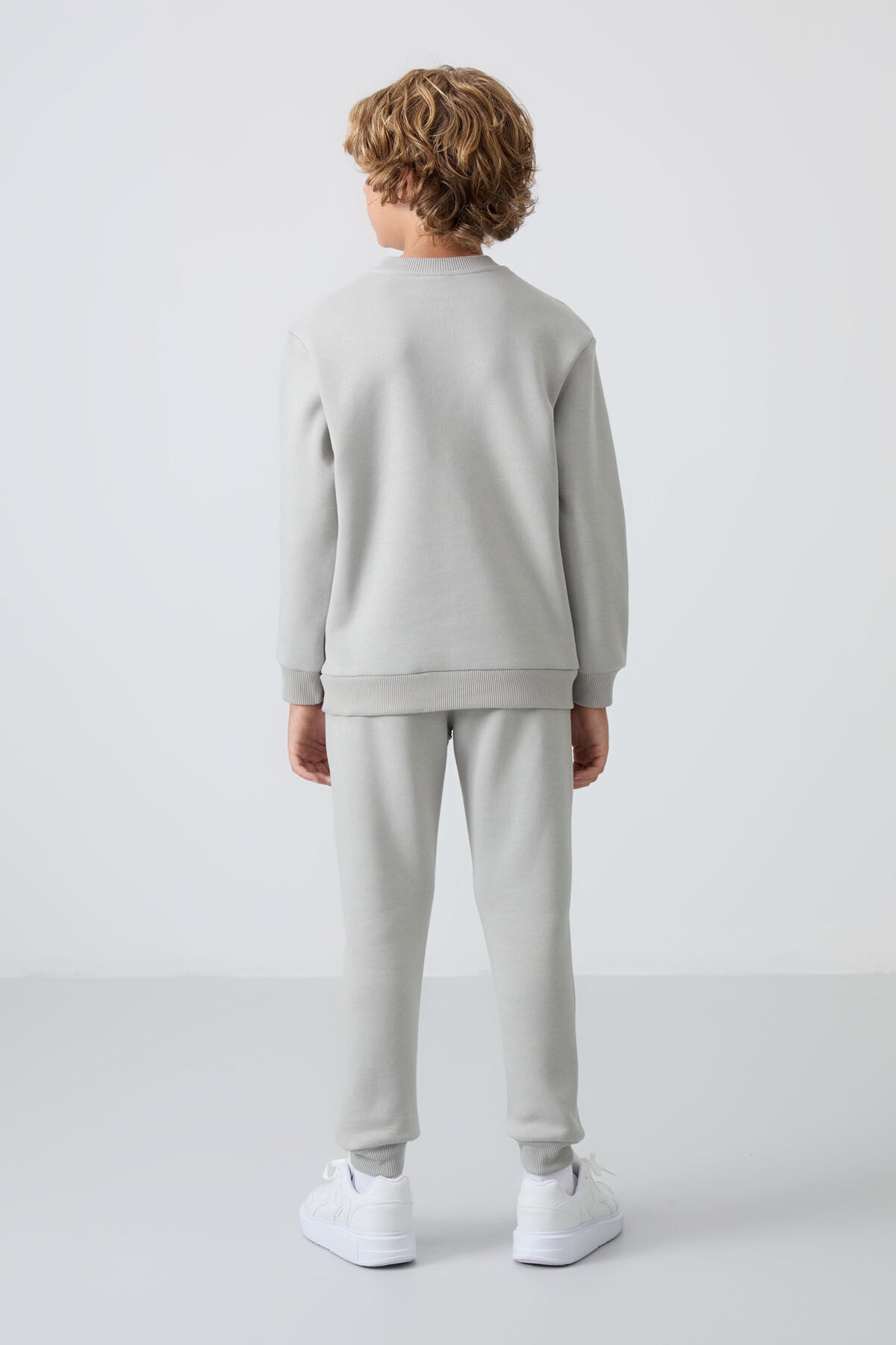 Stone Cotton Thick Fleece-Lined Soft Textured Standard Fit Printed Boys' Tracksuit Set - 11253