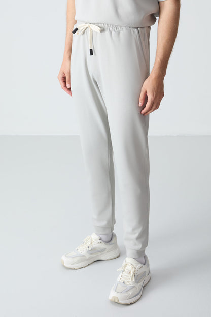 Stone Cotton Thick Soft Textured Oversize Fit Basic Men's Tracksuit Set - 85261