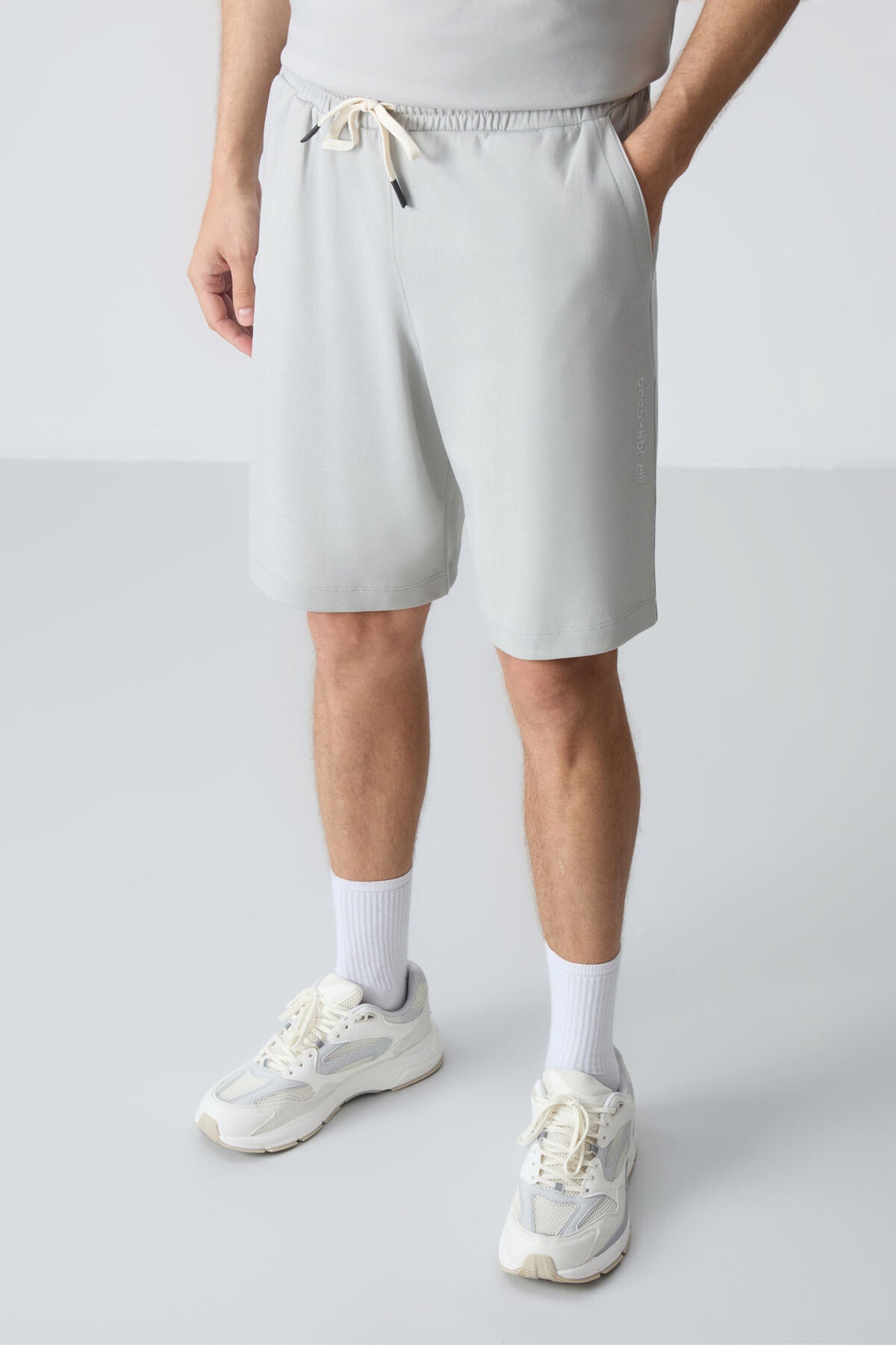 Stone Cotton Thick Soft Textured Oversize Fit Basic Men's Shorts Set - 85257