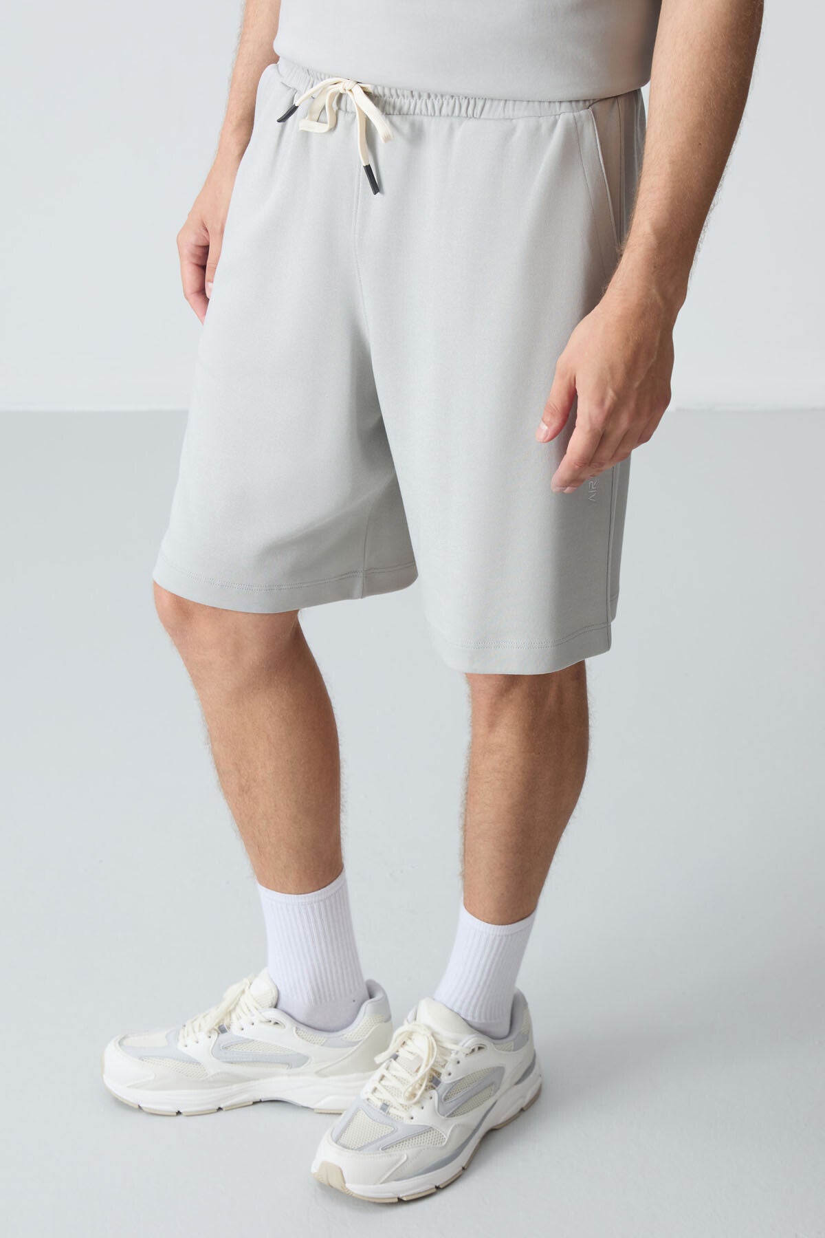 Stone Cotton Thick Soft Textured Oversize Fit Basic Men's Shorts Set - 85257
