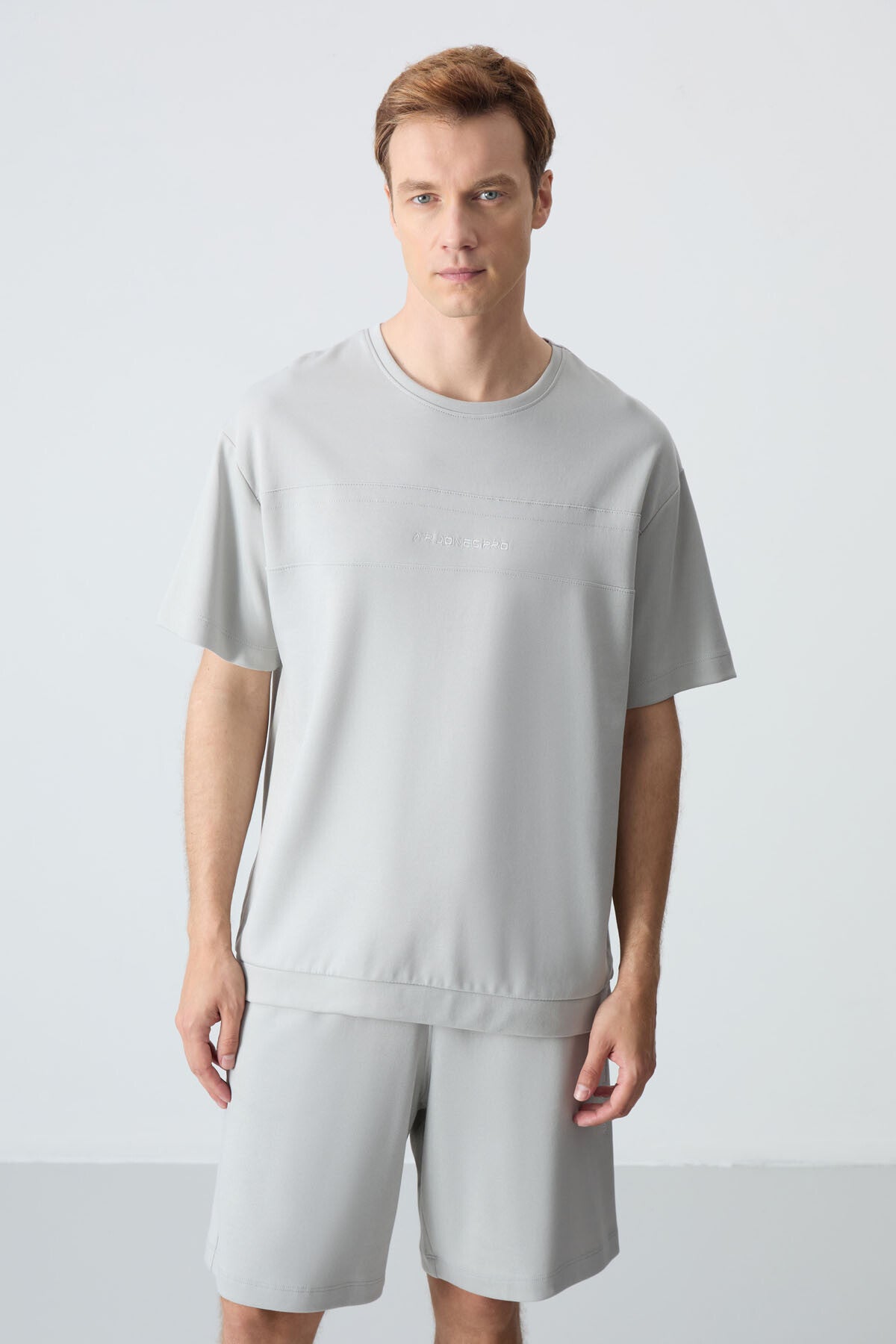 Stone Cotton Thick Soft Textured Oversize Fit Basic Men's Shorts Set - 85257