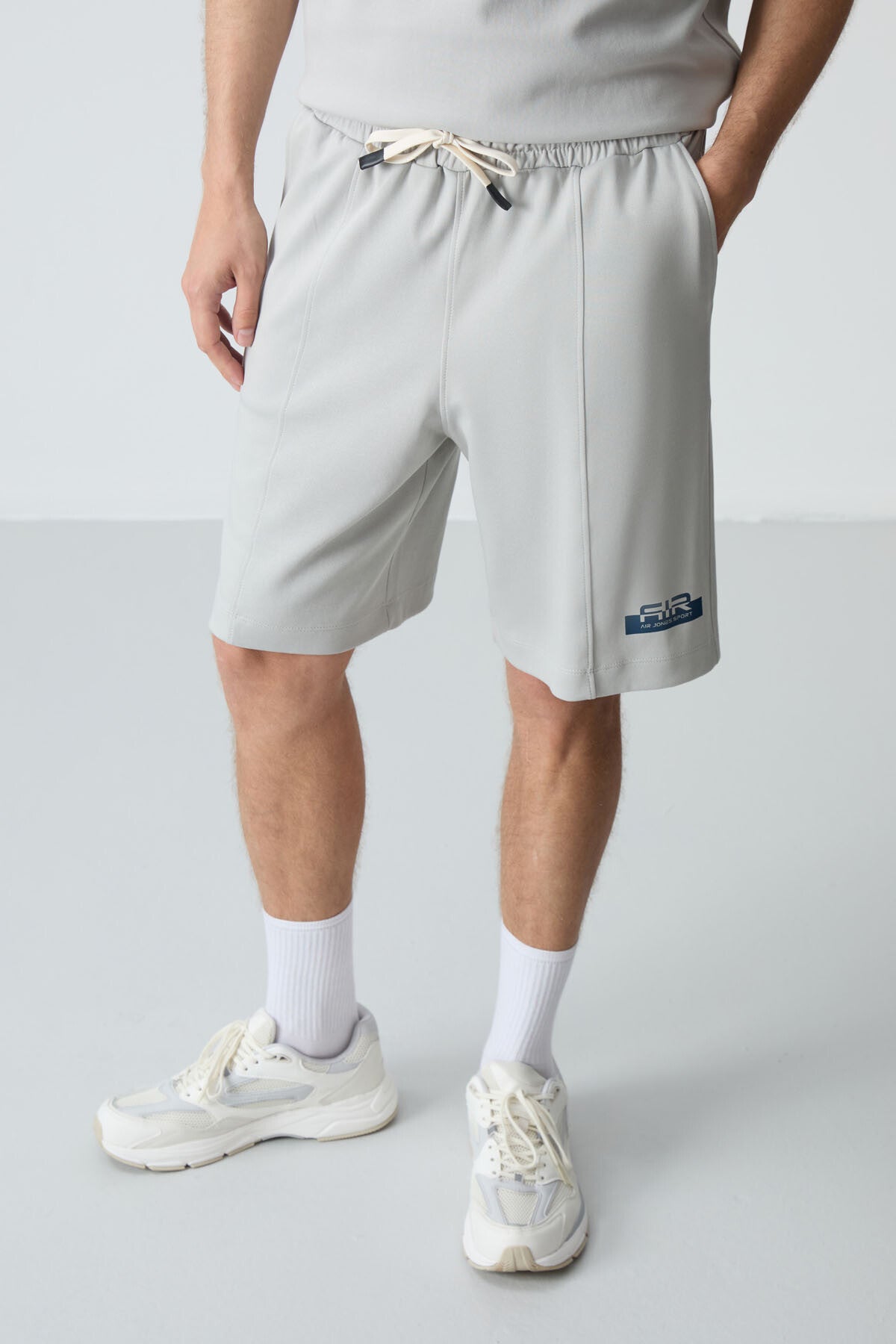 Stone Cotton Thick Soft Textured Oversize Fit Basic Men's Shorts Set - 85259