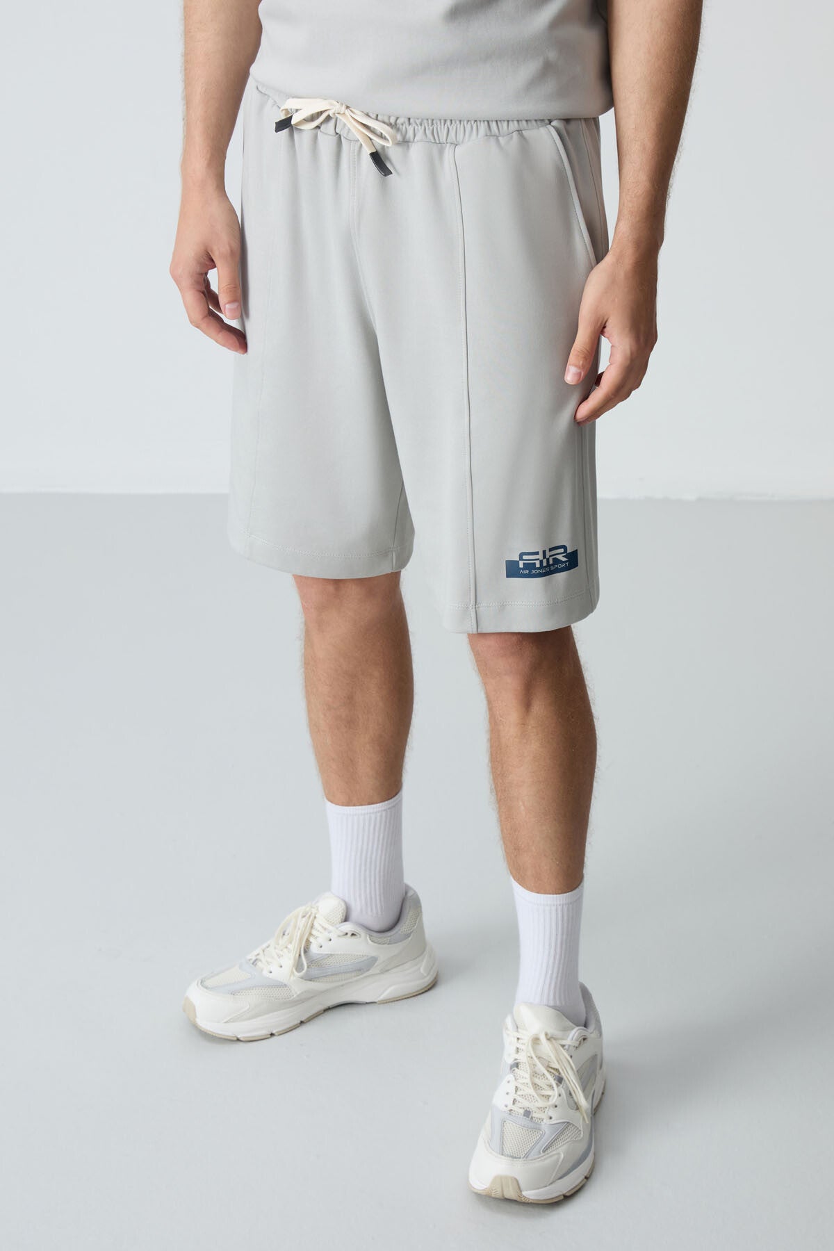Stone Cotton Thick Soft Textured Oversize Fit Basic Men's Shorts Set - 85259
