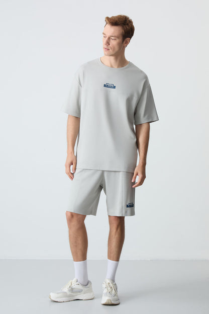 Stone Cotton Thick Soft Textured Oversize Fit Basic Men's Shorts Set - 85259