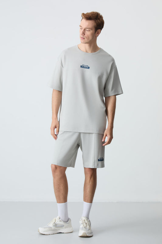 Stone Cotton Thick Soft Textured Oversize Fit Basic Men's Shorts Set - 85259