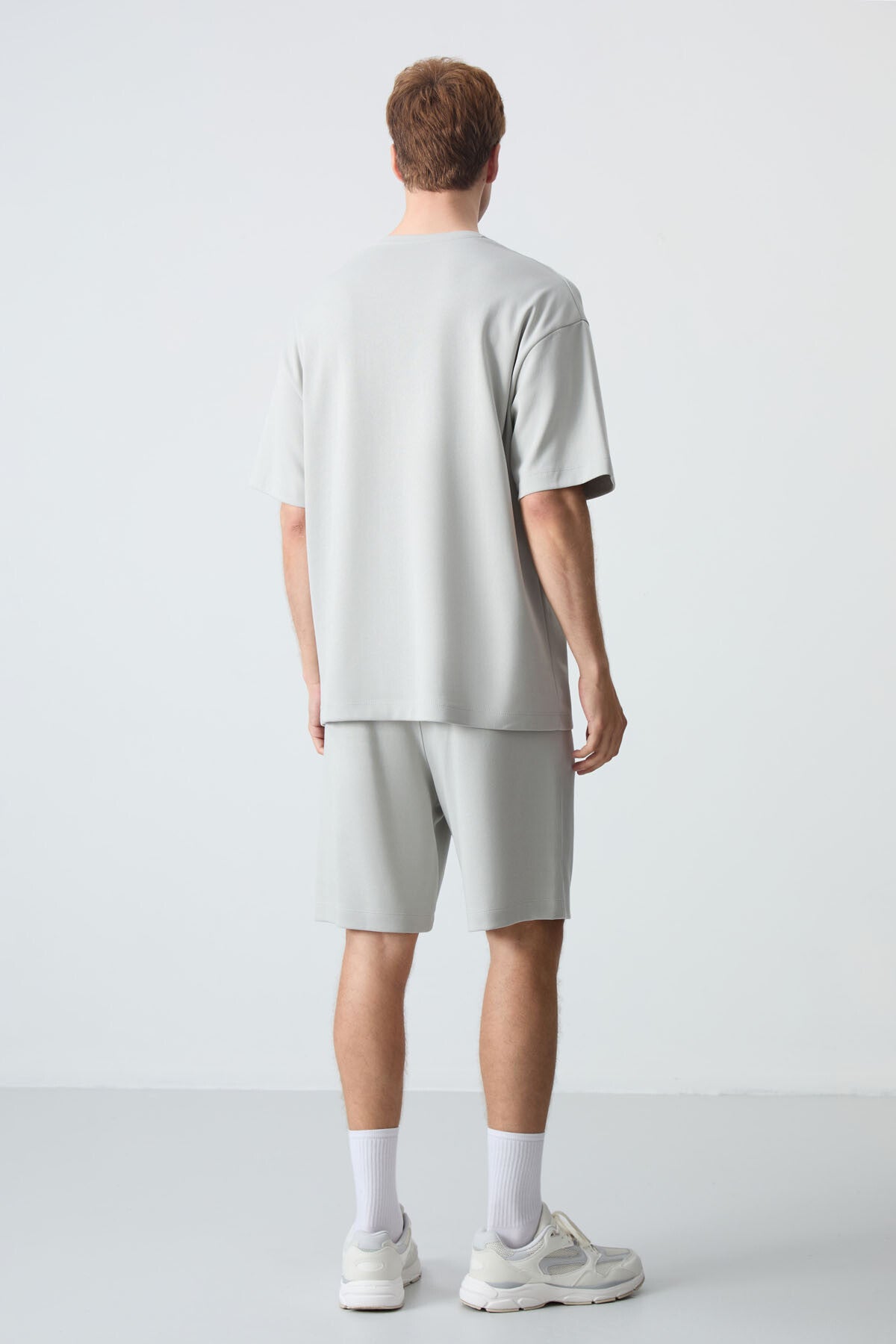 Stone Cotton Thick Soft Textured Oversize Fit Basic Men's Shorts Set - 85259