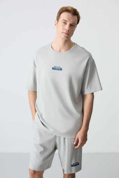 Stone Cotton Thick Soft Textured Oversize Fit Basic Men's Shorts Set - 85259