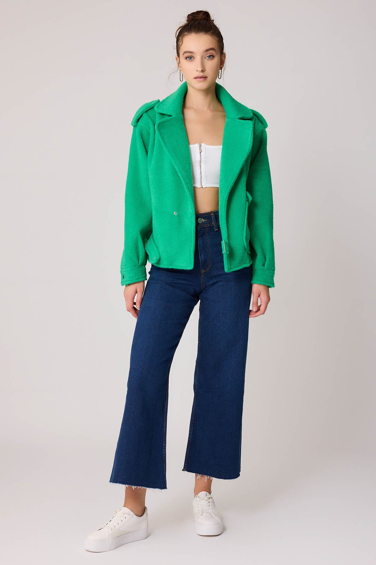 SINGLE POCKET STUDS COVERED JACKET