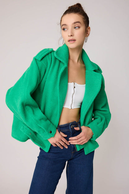 SINGLE POCKET STUDS COVERED JACKET
