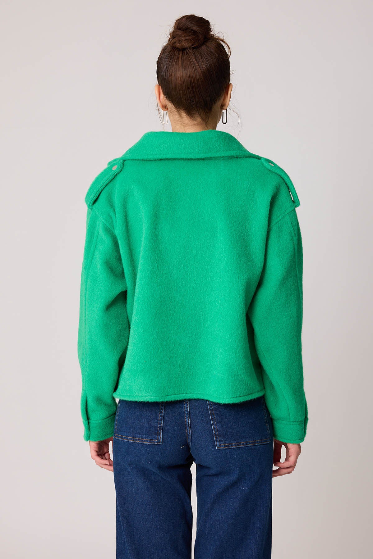 SINGLE POCKET STUDS COVERED JACKET