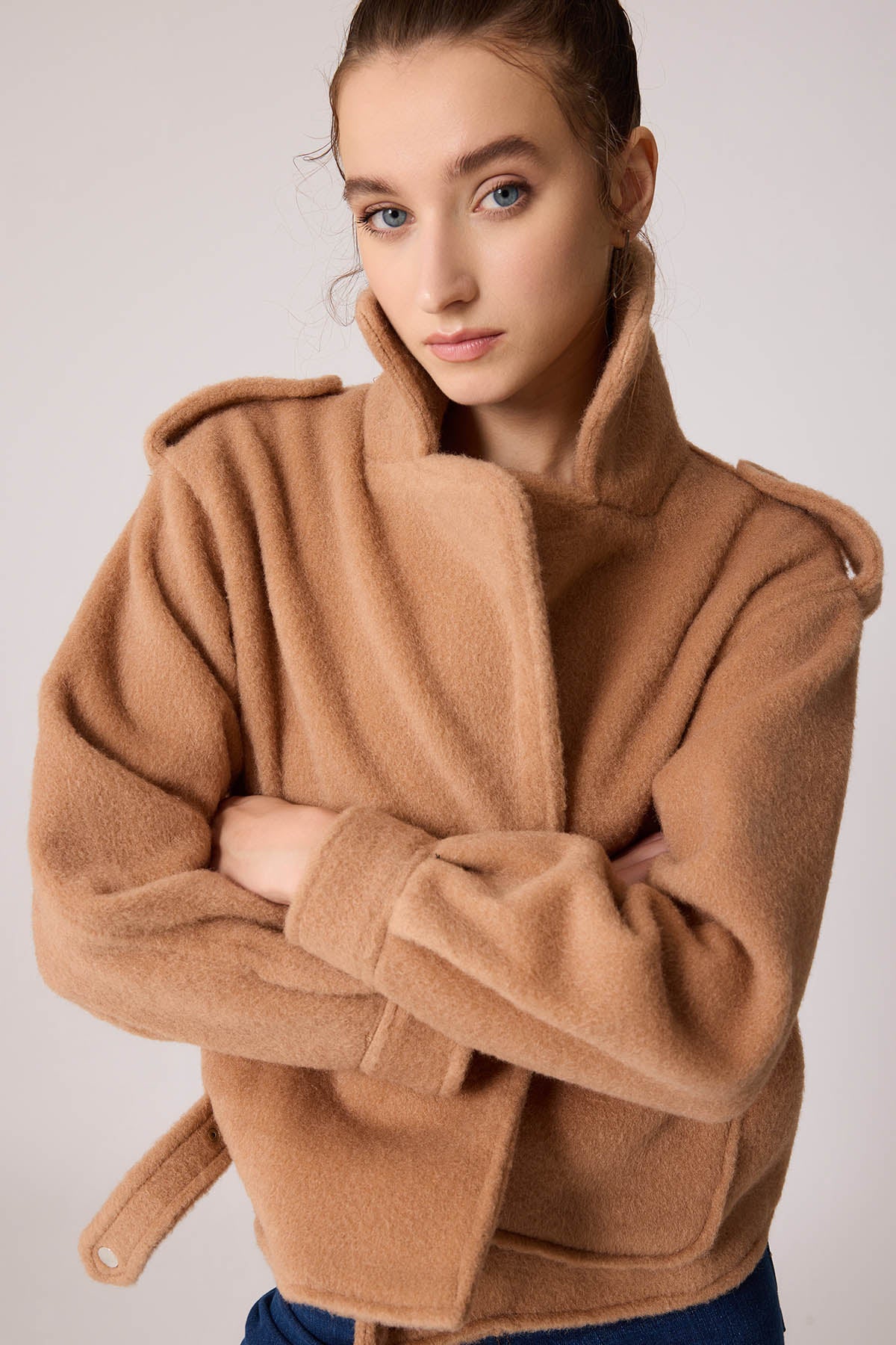 SINGLE POCKET STUDS COVERED JACKET