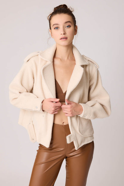 SINGLE POCKET STUDS COVERED JACKET