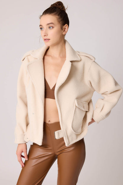 SINGLE POCKET STUDS COVERED JACKET