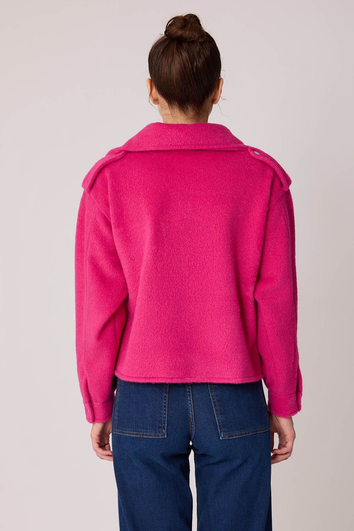 SINGLE POCKET STUDS COVERED JACKET