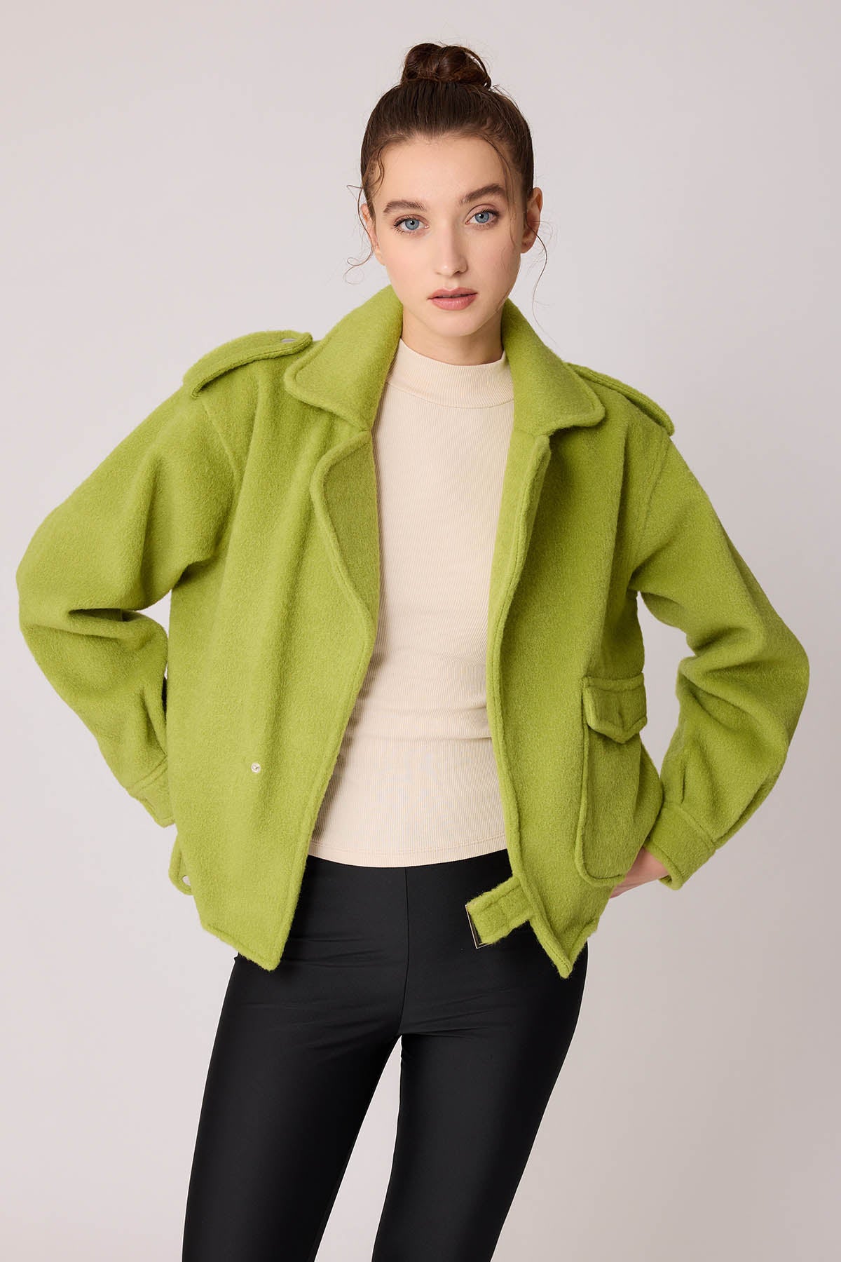 SINGLE POCKET STUDS COVERED JACKET