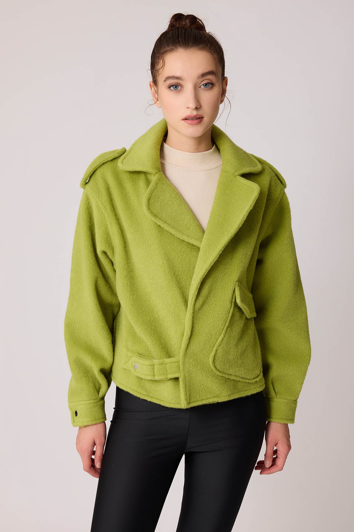 SINGLE POCKET STUDS COVERED JACKET