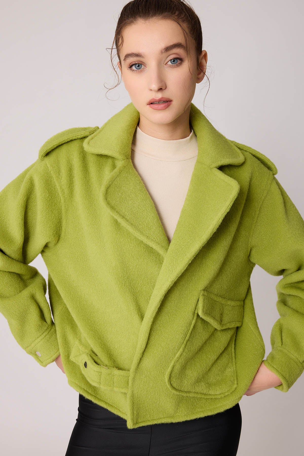 SINGLE POCKET STUDS COVERED JACKET