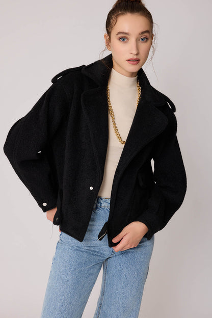SINGLE POCKET STUDS COVERED JACKET