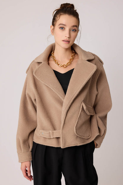 SINGLE POCKET STUDS COVERED JACKET