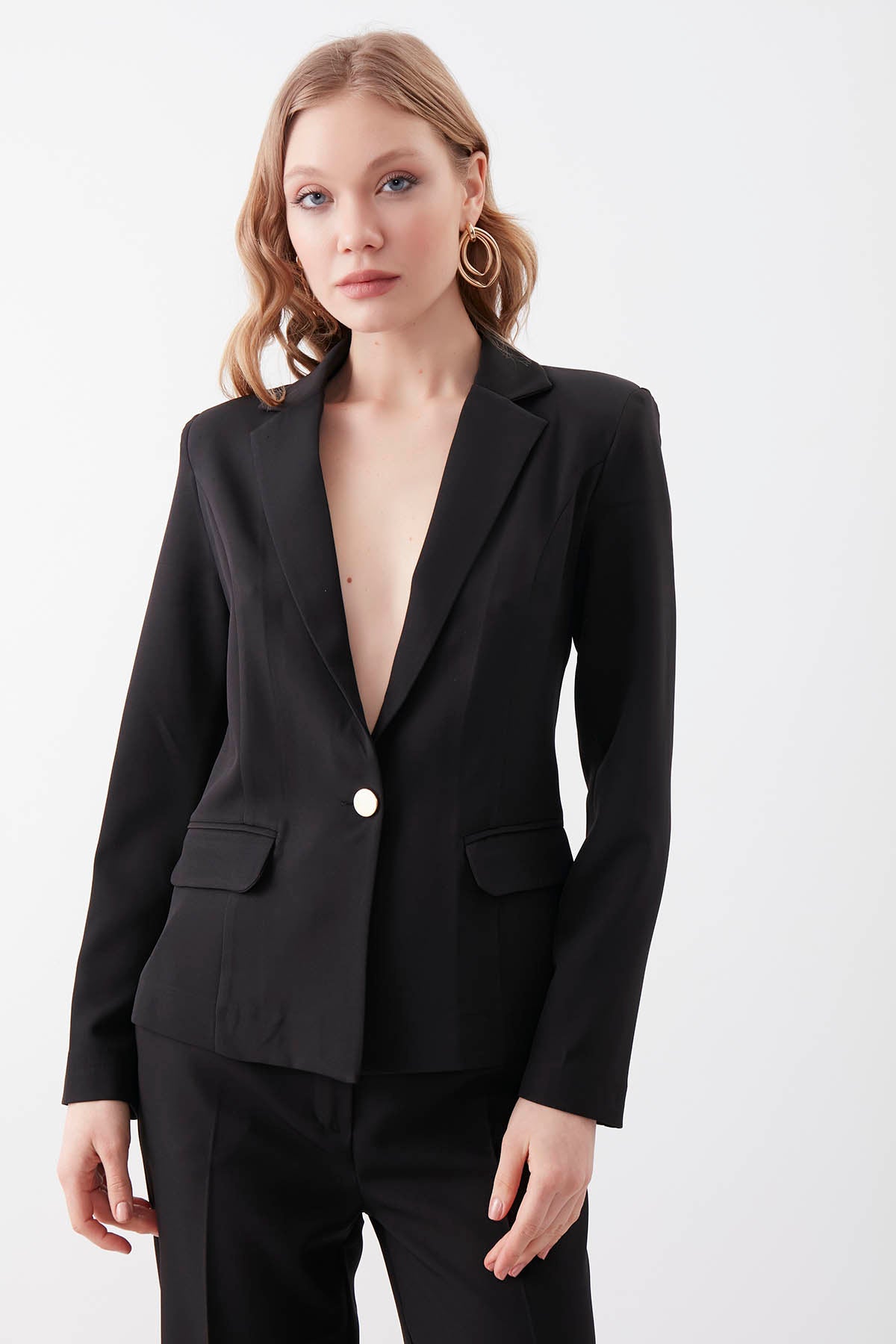 SINGLE BUTTON BLAZER JACKET