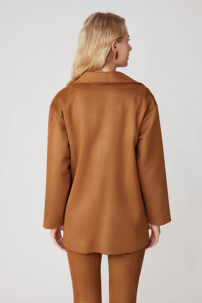 SUEDE JACKET WITH SINGLE BUTTON POCKET