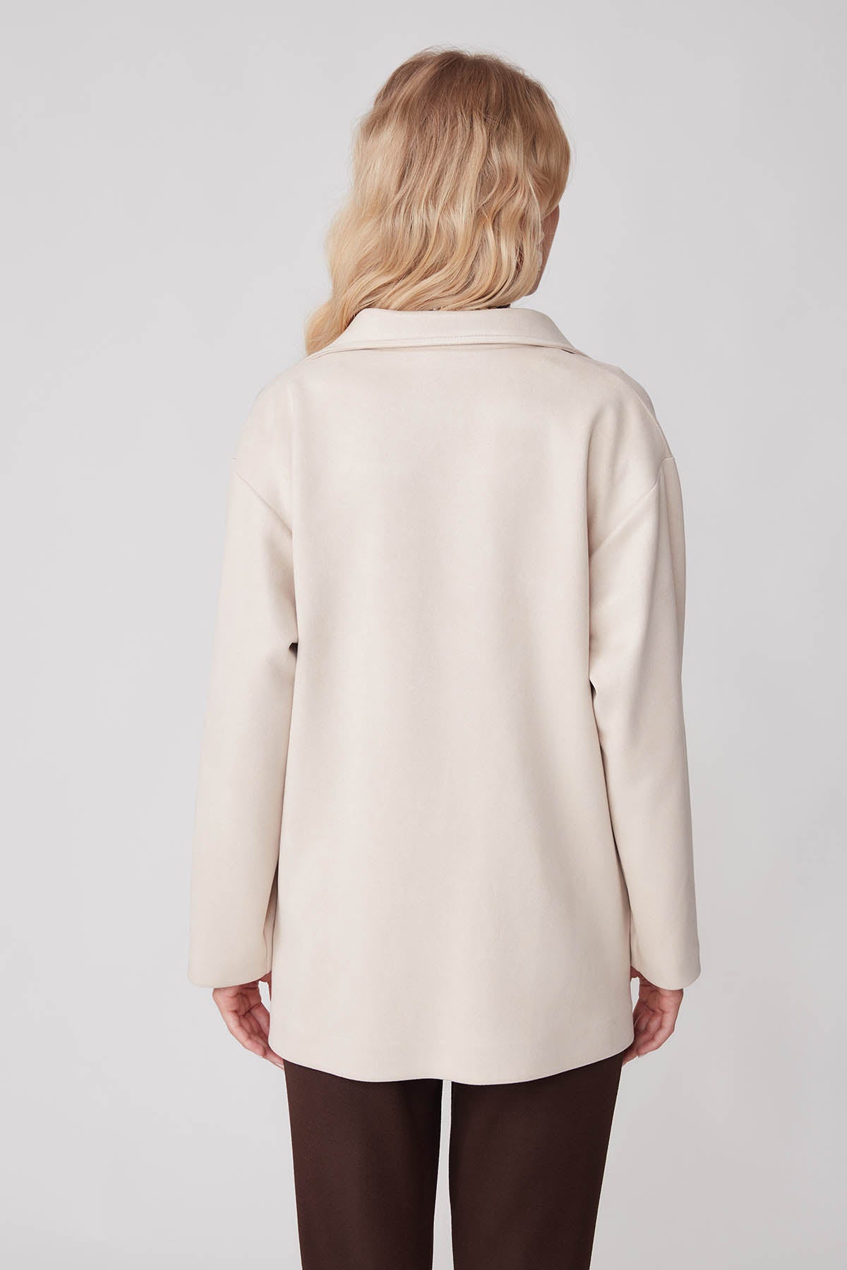 SUEDE JACKET WITH SINGLE BUTTON POCKET