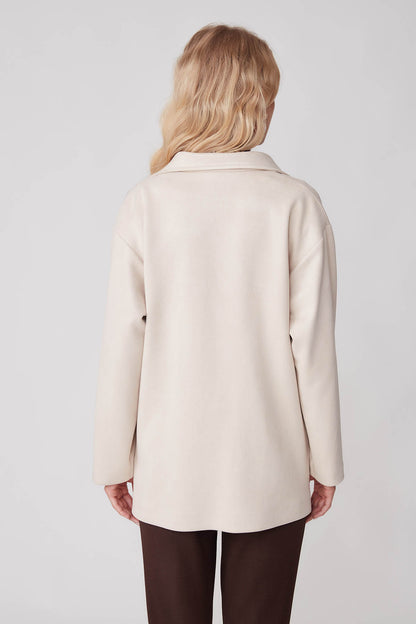 SUEDE JACKET WITH SINGLE BUTTON POCKET