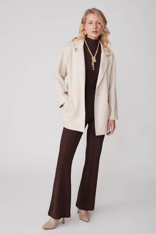 SUEDE JACKET WITH SINGLE BUTTON POCKET