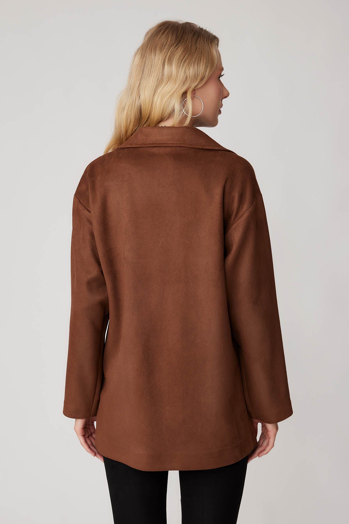 SUEDE JACKET WITH SINGLE BUTTON POCKET
